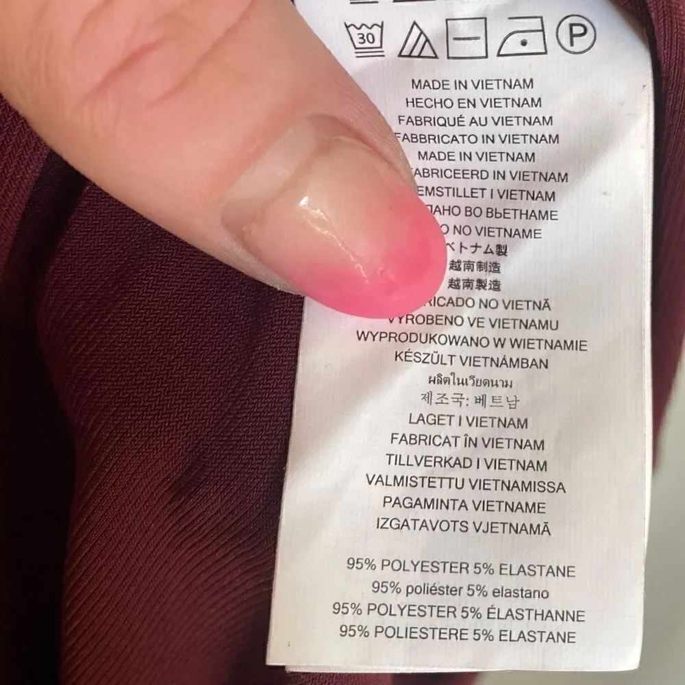 Michael Kors Merlot Long Sleeved Ruffle Dress NWT Size Large - Picture 4 of 5